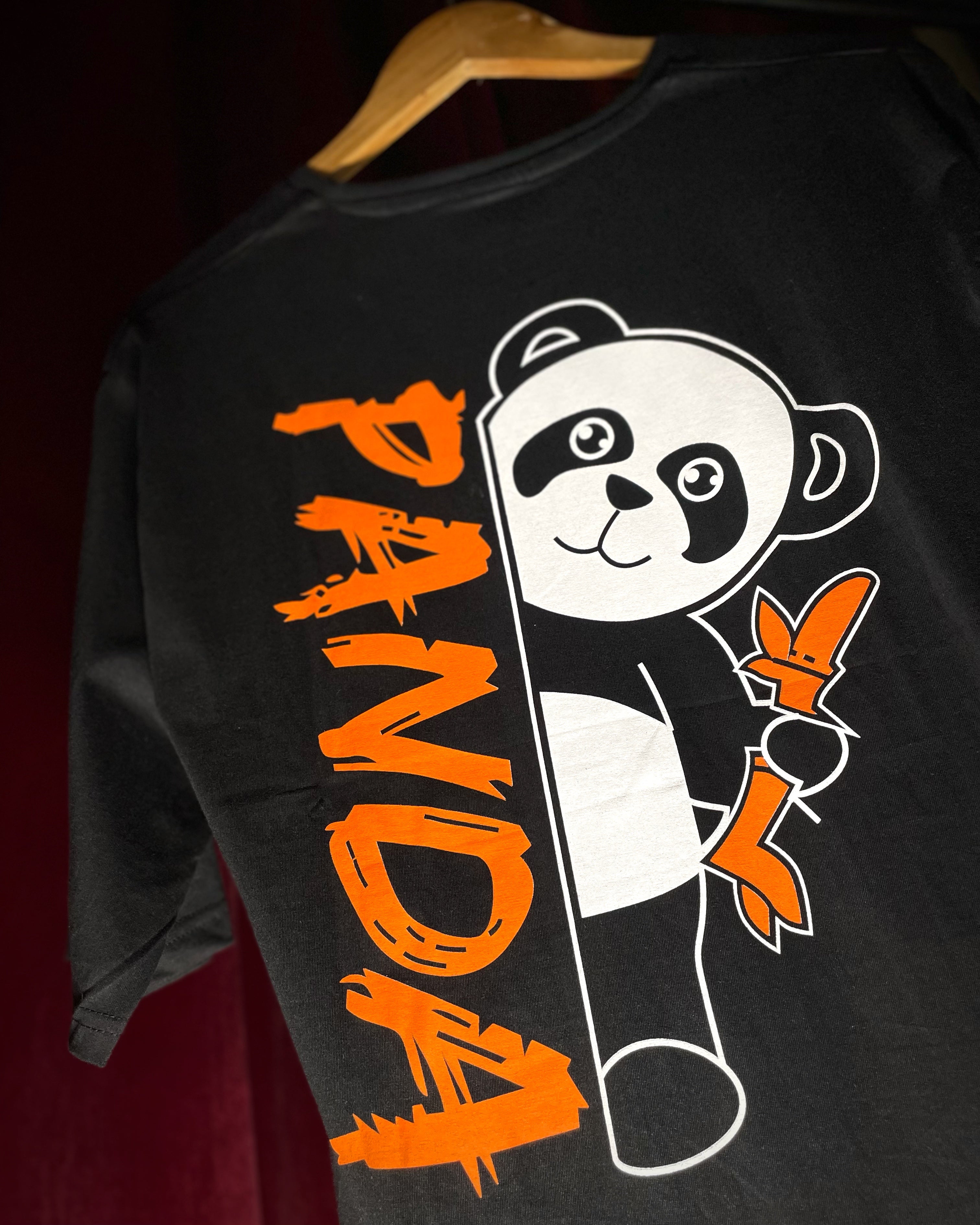 (Black) Waiting Panda Avtar Front-Back Graphic Oversized Tee