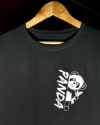 (Black) Waiting Panda Avtar Front-Back Graphic Oversized Tee