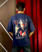 (Blue) Anime Front-Back Graphic Oversized Tee