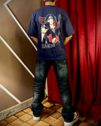 (Blue) Anime Front-Back Graphic Oversized Tee