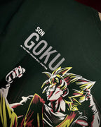 (Bottle Green) Anime Front-Back Graphic Oversized Tee