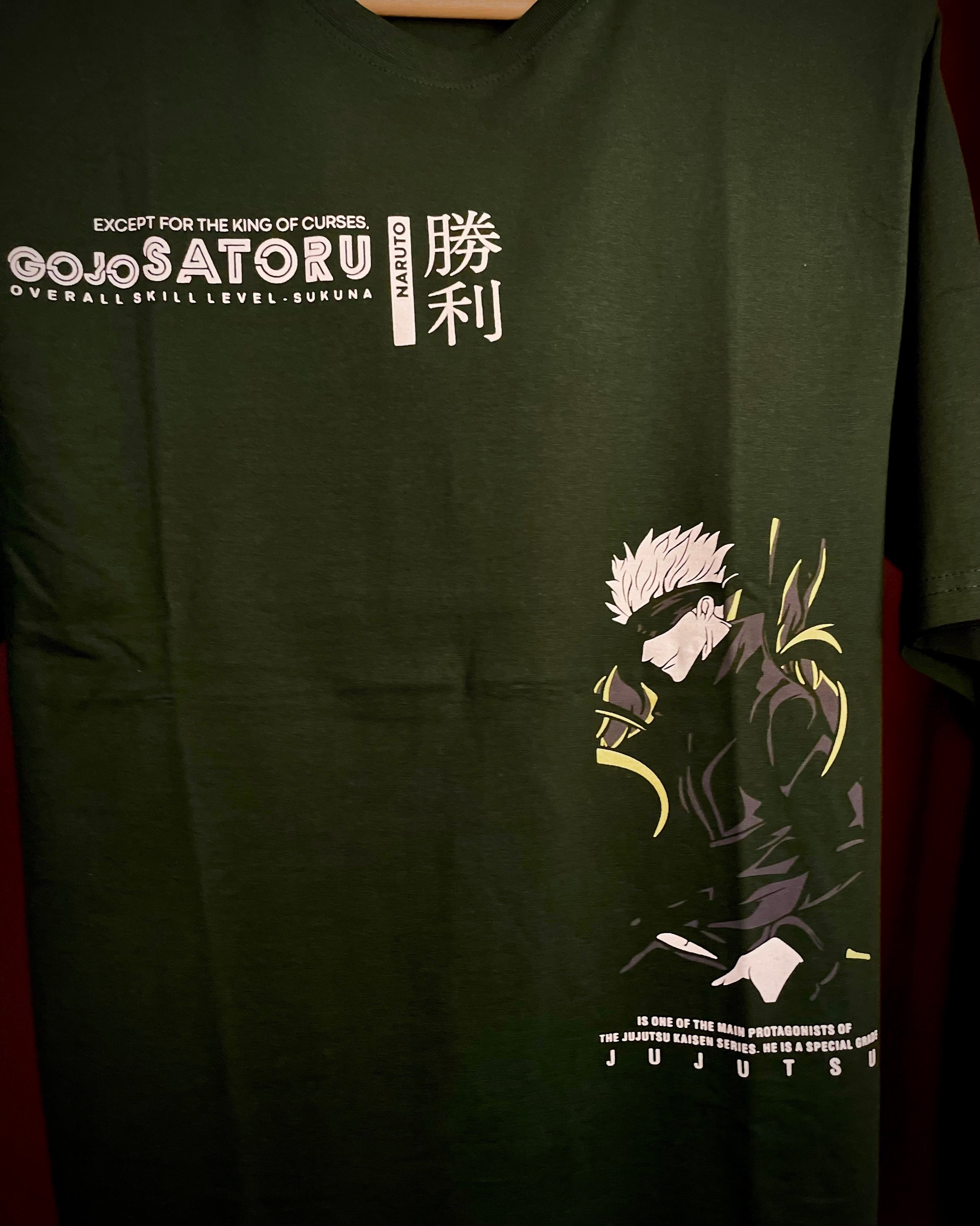 (Bottle Green) Anime Front-Back Graphic Oversized Tee