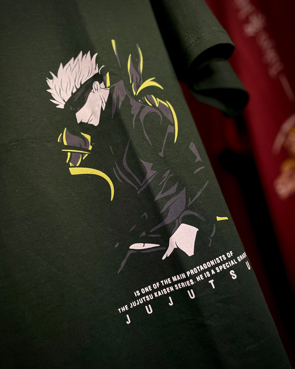 (Bottle Green) Anime Front-Back Graphic Oversized Tee