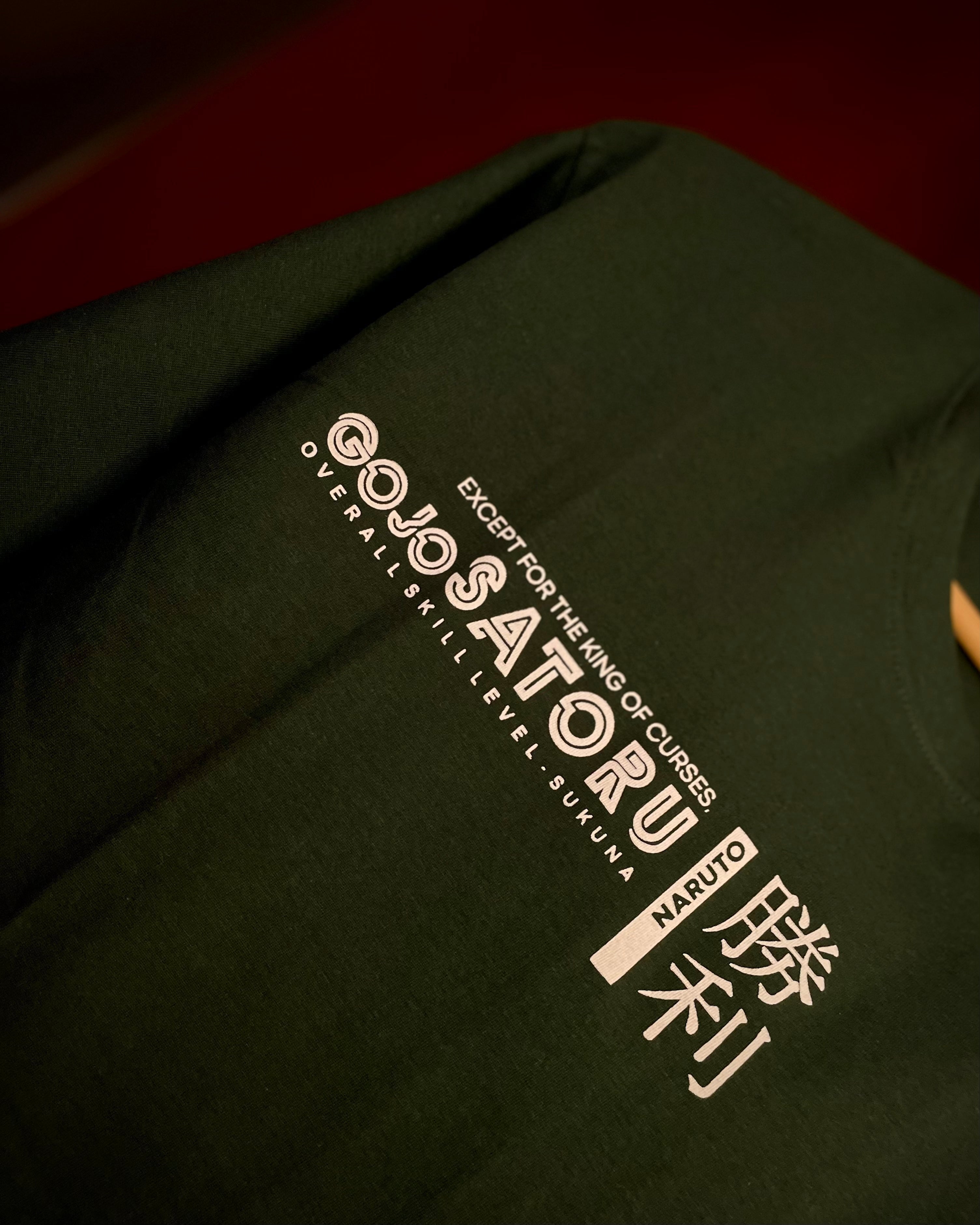 (Bottle Green) Anime Front-Back Graphic Oversized Tee