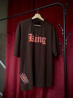 (Brown) King Lion Graphic 3D Print Oversized Tee