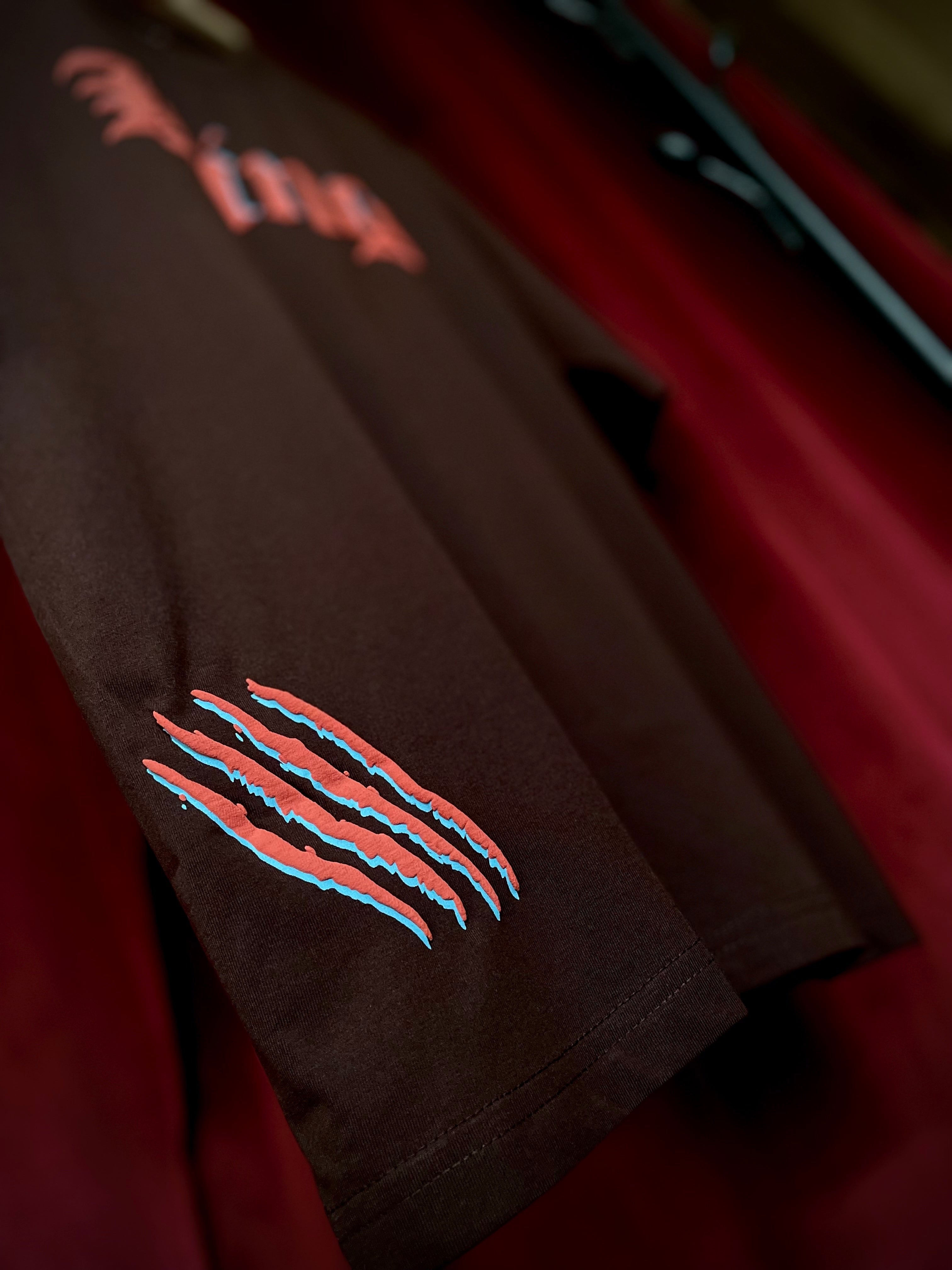 (Brown) King Lion Graphic 3D Print Oversized Tee