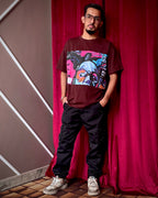 (Brown) Cocktails & Dreams Front Graphic Oversized Tee