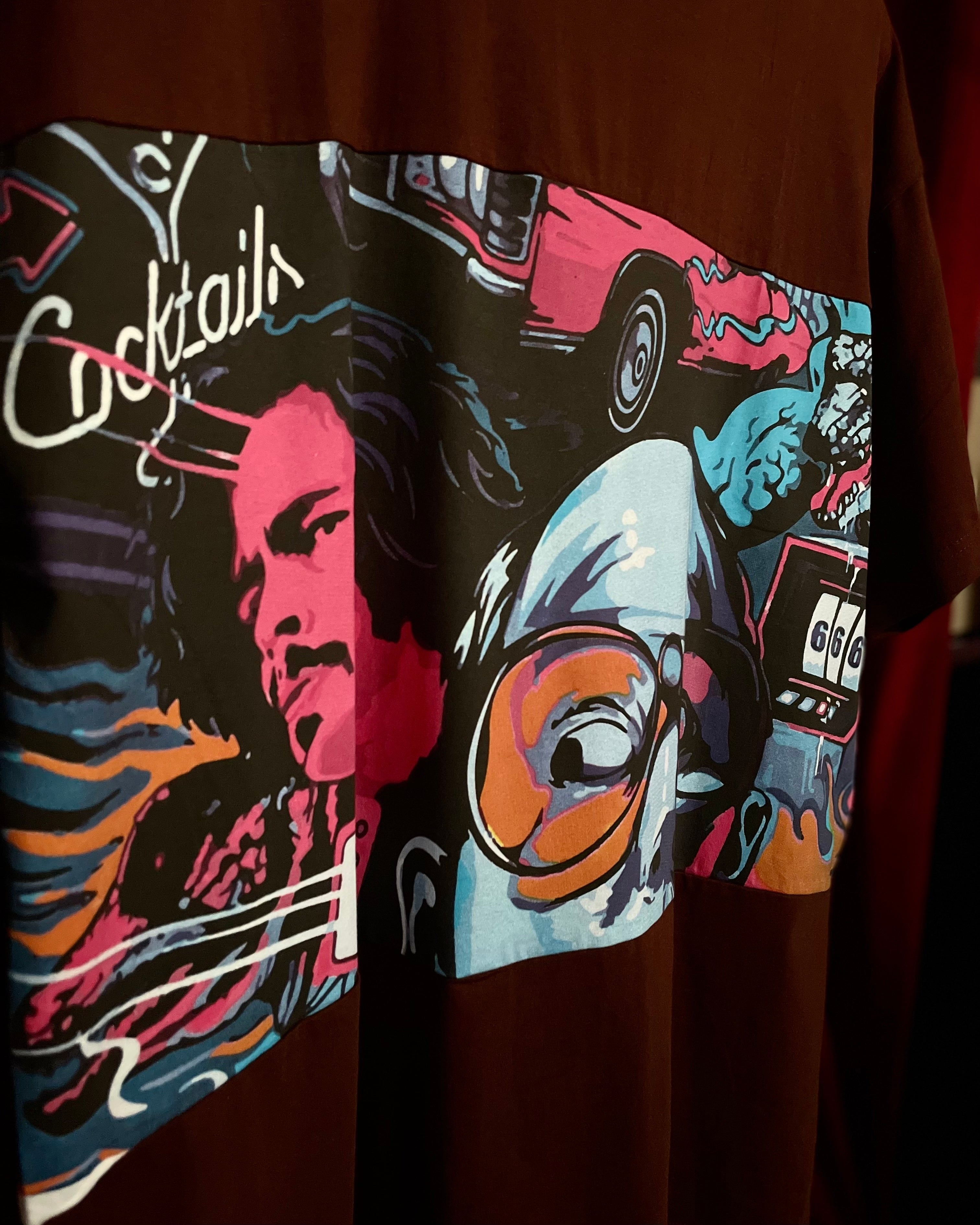 (Brown) Cocktails & Dreams Front Graphic Oversized Tee
