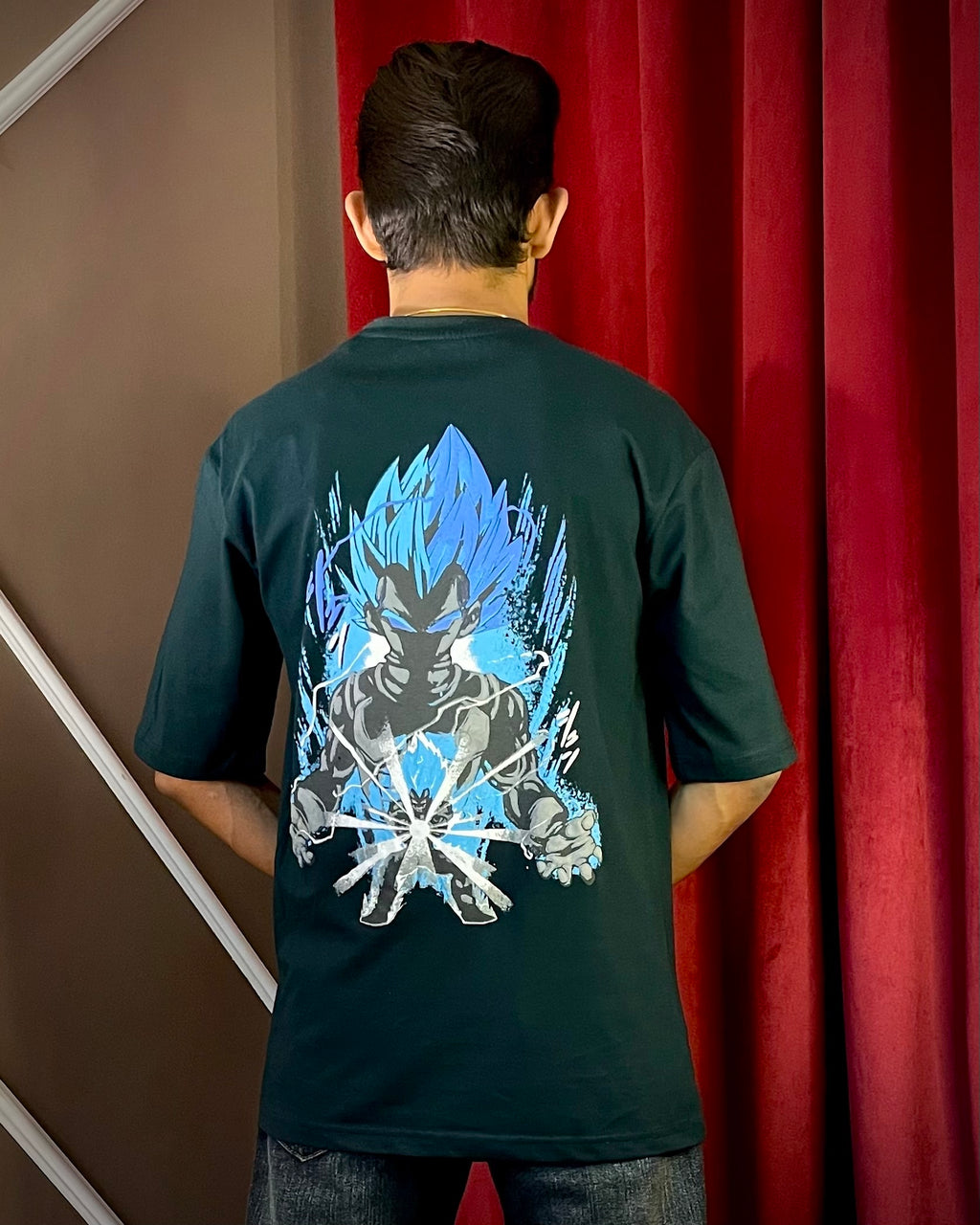 (Dark Green) Anime Graphic 3D Print Oversized Tee