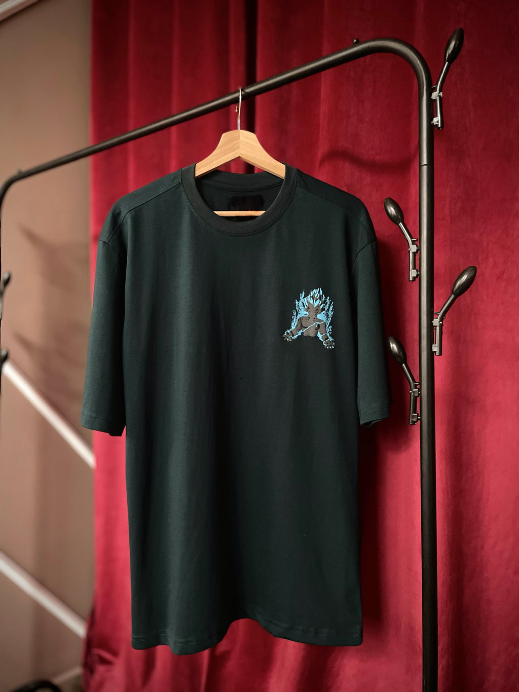 (Dark Green) Anime Graphic 3D Print Oversized Tee