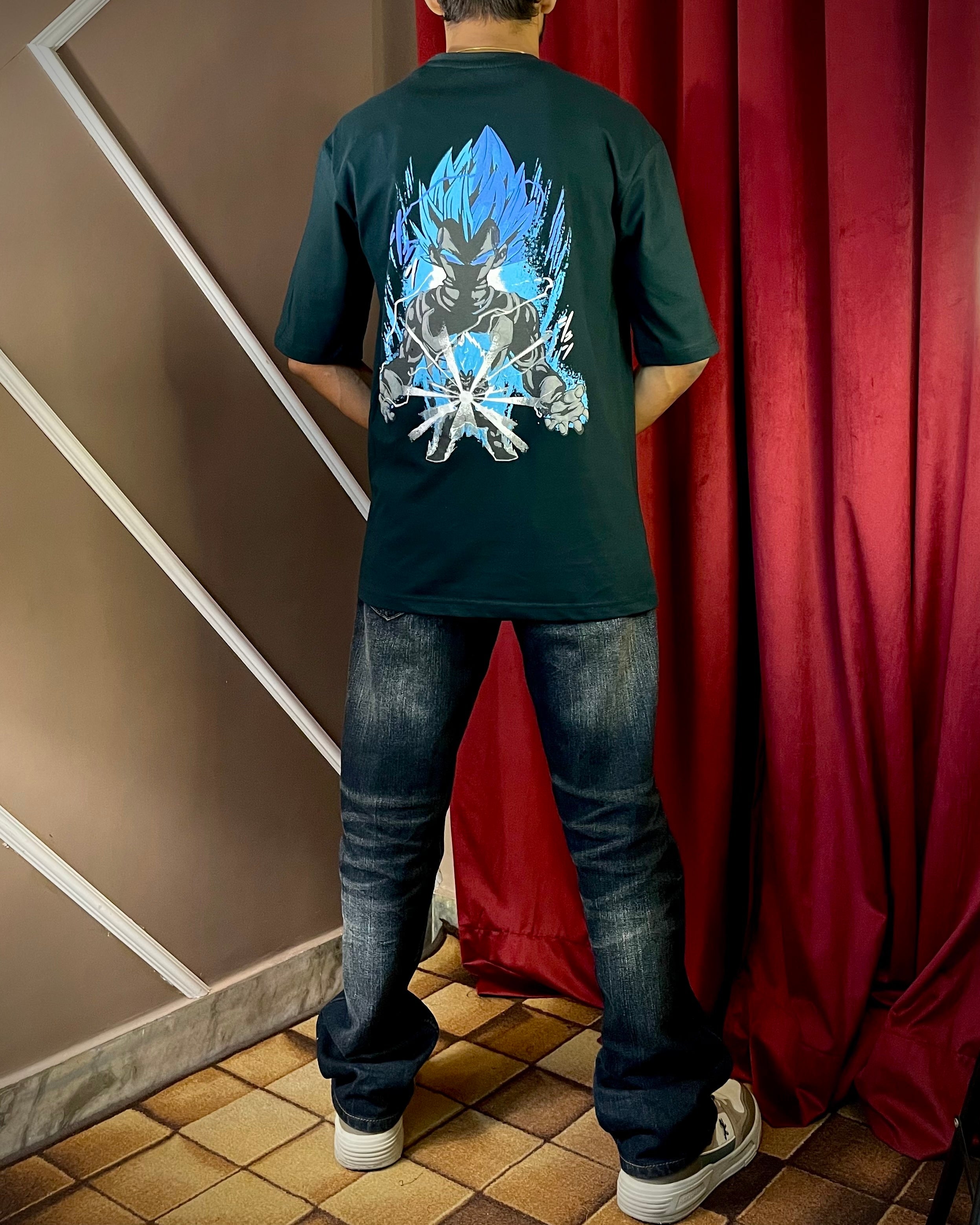 (Dark Green) Anime Graphic 3D Print Oversized Tee