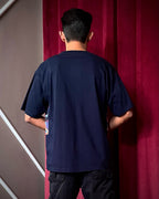 (Dark Blue) Cocktails & Dreams Front Graphic Oversized Tee