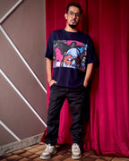 (Dark Blue) Cocktails & Dreams Front Graphic Oversized Tee