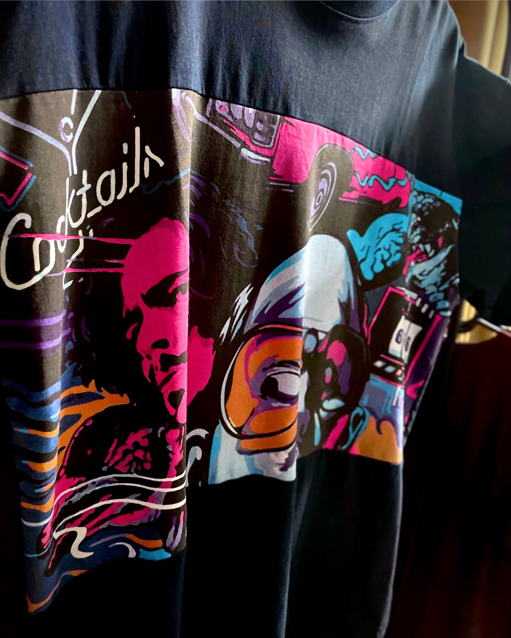 (Dark Blue) Cocktails & Dreams Front Graphic Oversized Tee