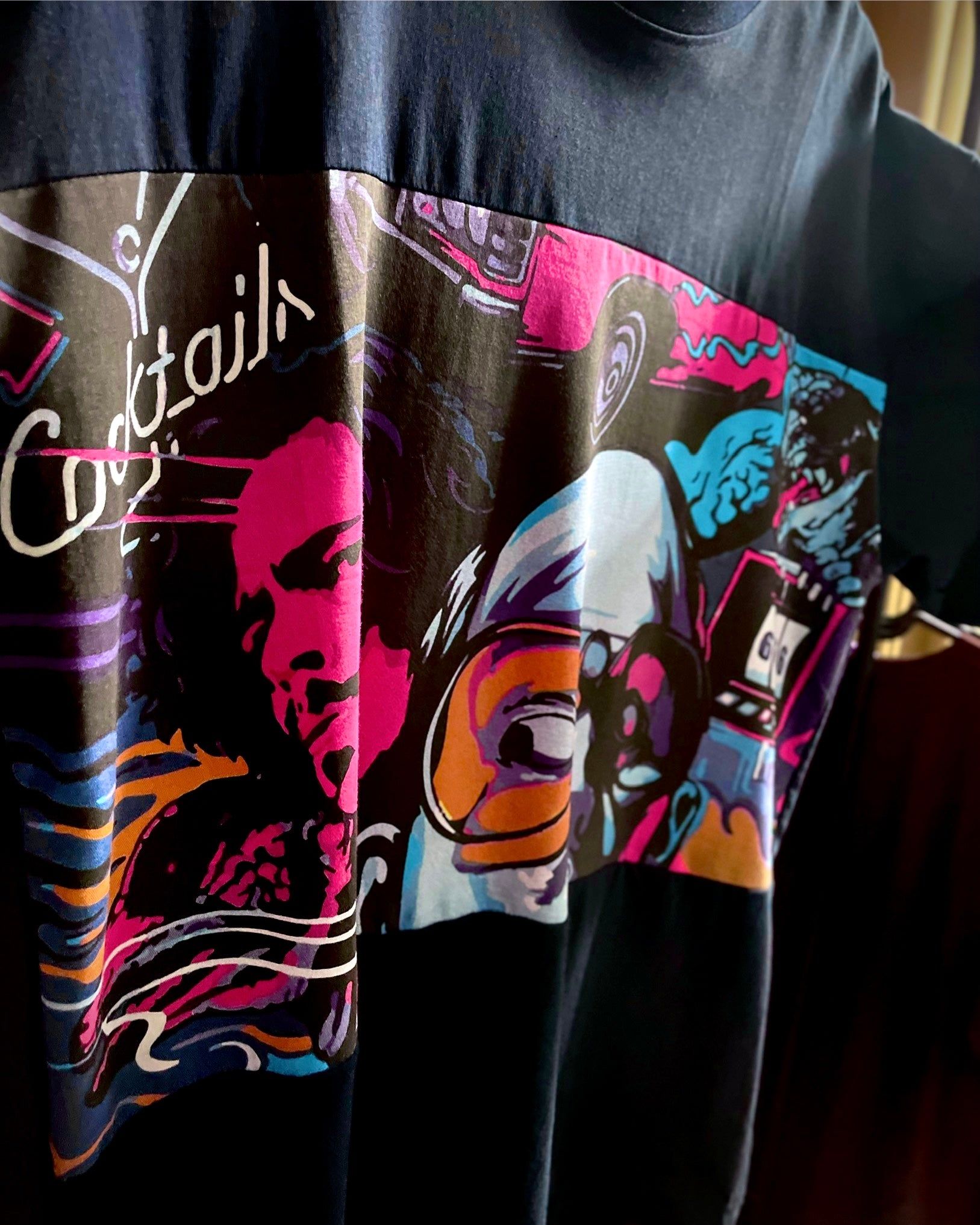 (Dark Blue) Cocktails & Dreams Front Graphic Oversized Tee