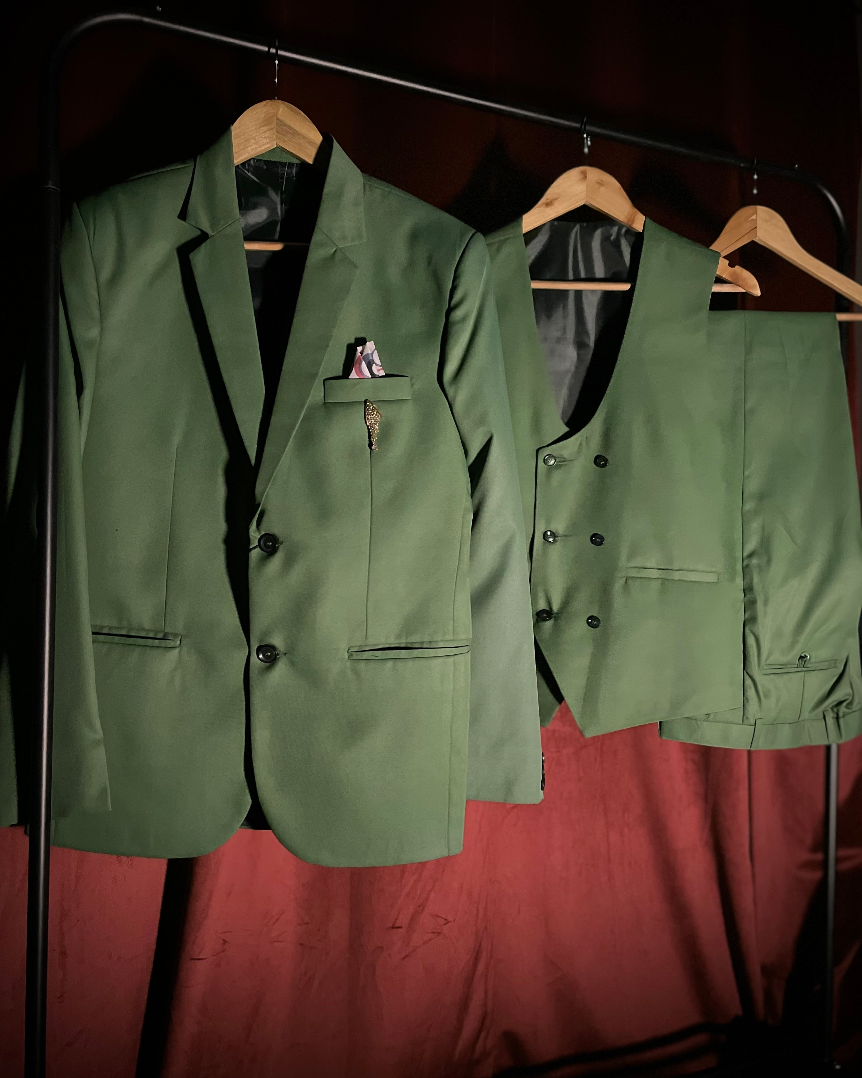 (Forest Green) Solids 3-Piece Suit