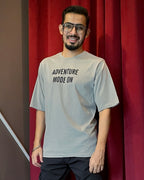 (Grey) Biker Panda Avtar Front-Back Graphic Oversized Tee