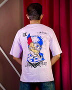 (Lavender) Anime Front-Back Graphic Oversized Tee