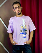 (Lavender) Anime Front-Back Graphic Oversized Tee