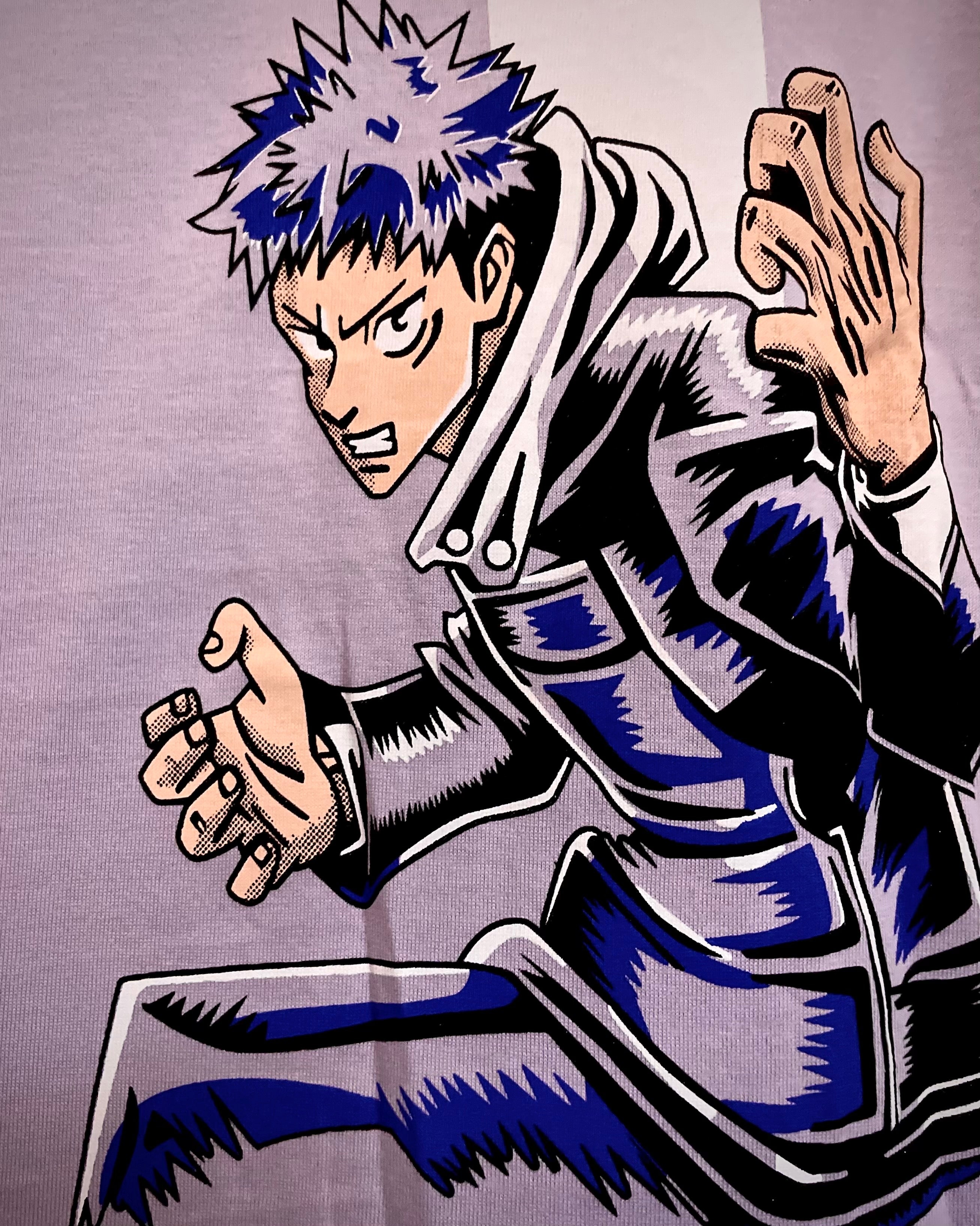 (Lavender) Anime Front-Back Graphic Oversized Tee