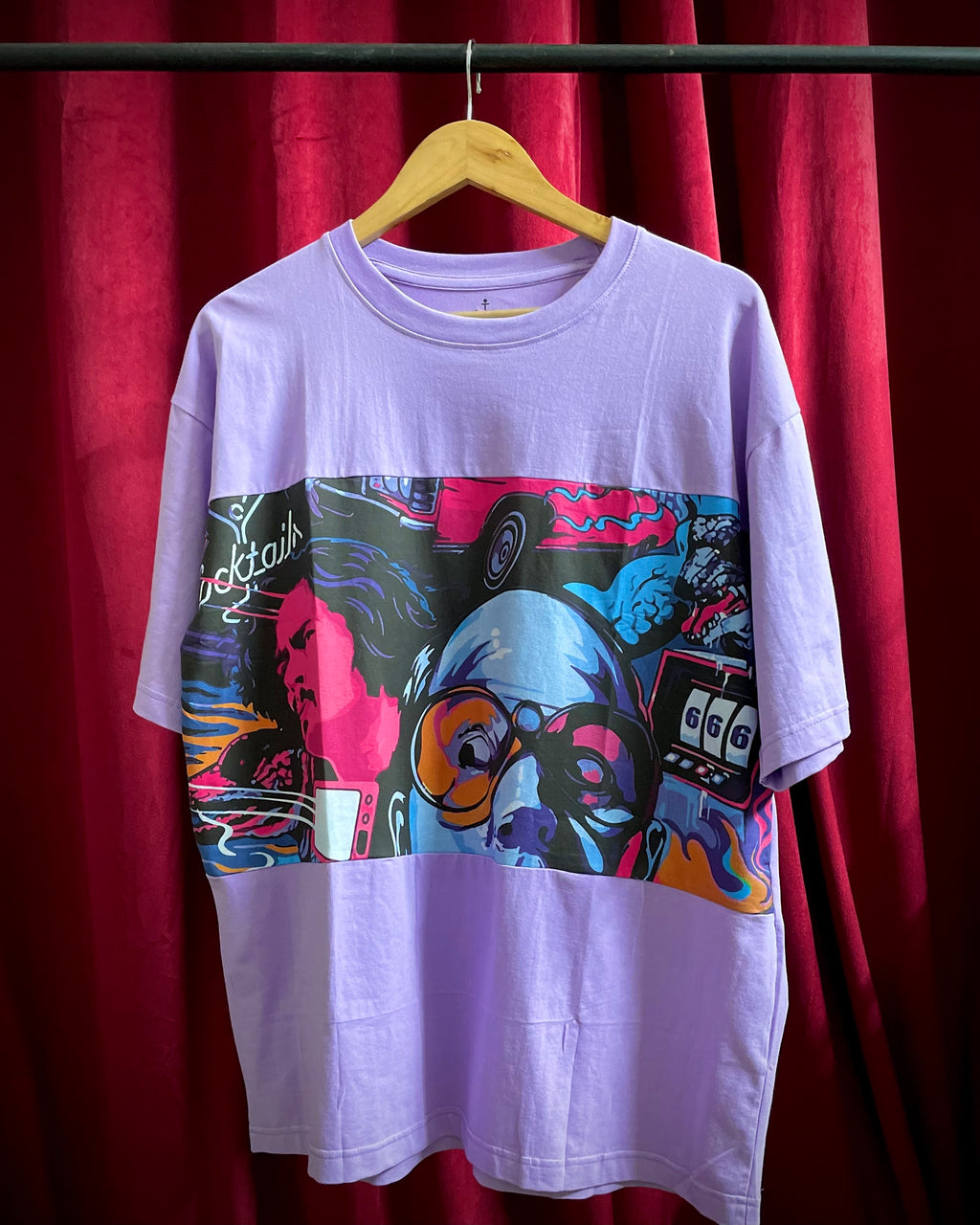 (Lavender) Cocktails & Dreams Front Graphic Oversized Tee