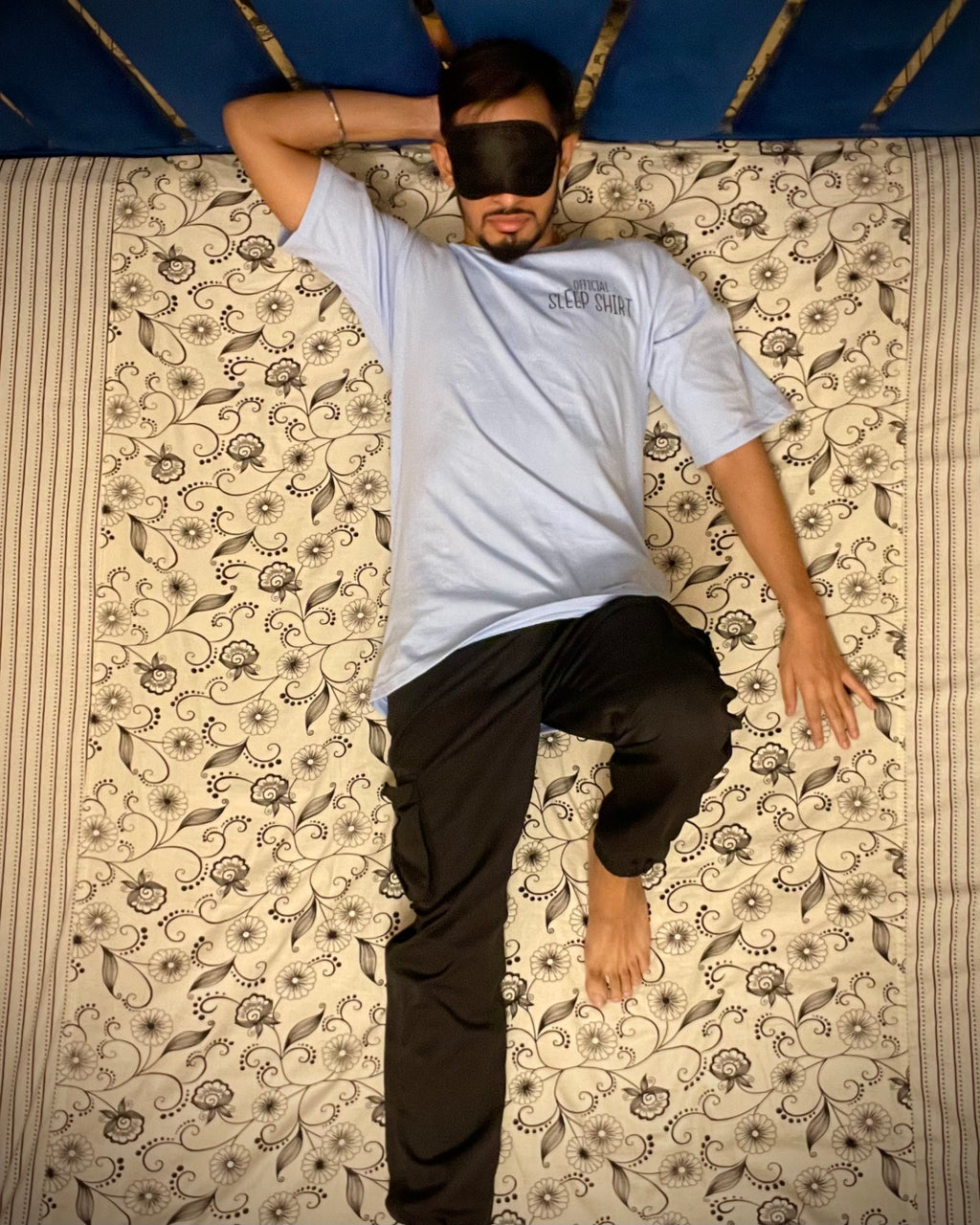 (Light Blue) Sleeping Panda Front-Back Graphic Oversized Tee