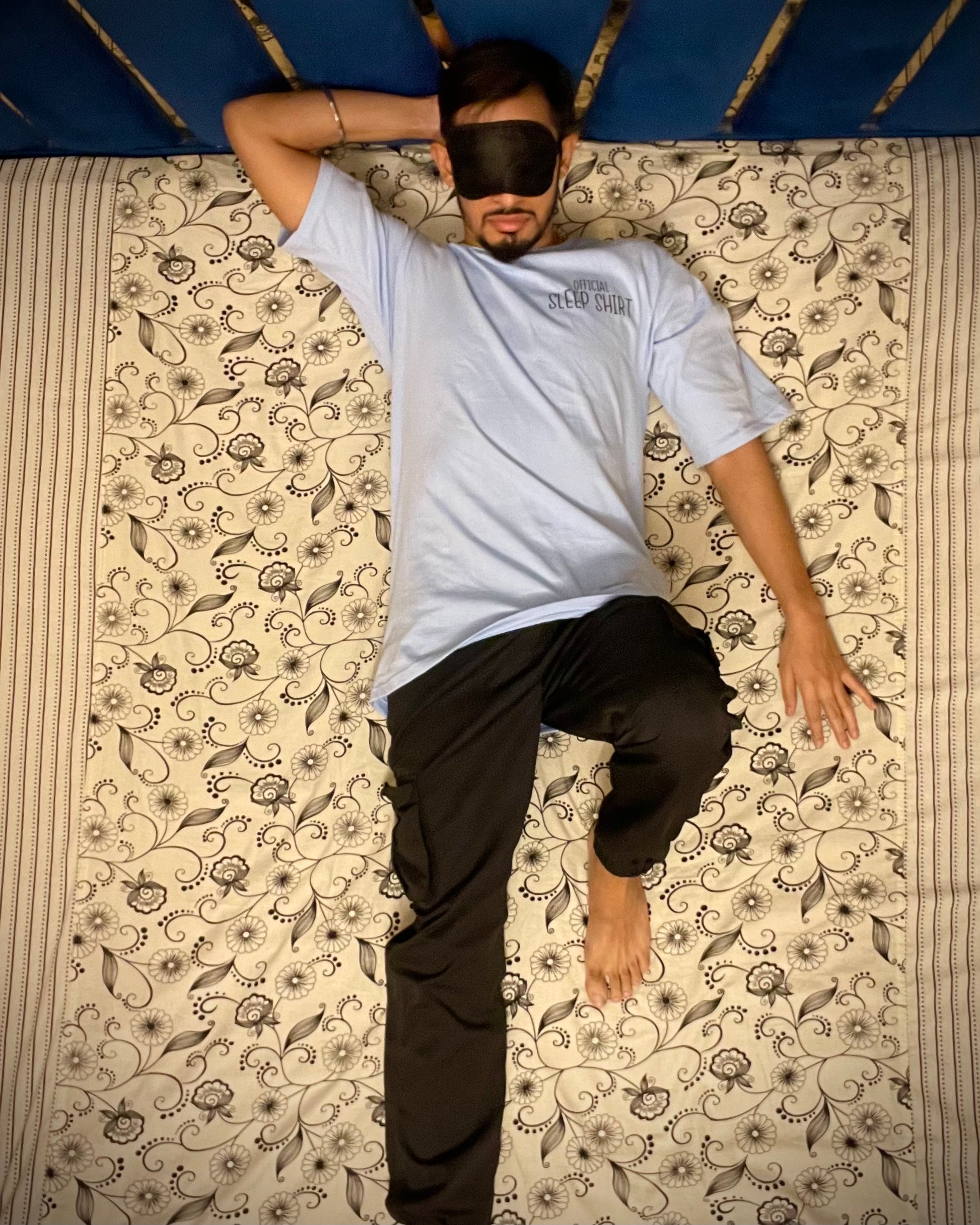 (Light Blue) Sleeping Panda Front-Back Graphic Oversized Tee