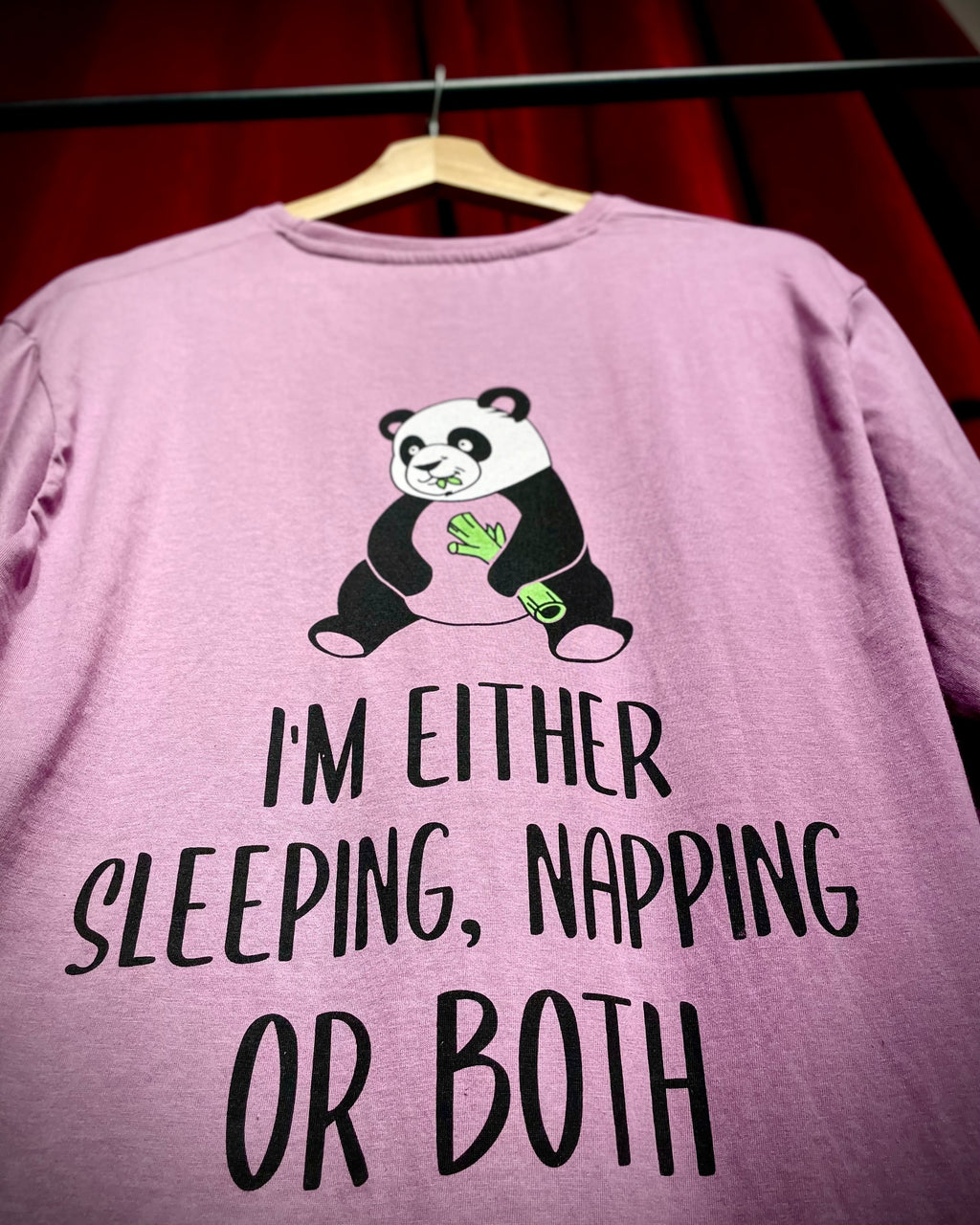 (Lilac) Sleeping Panda Front-Back Graphic Oversized Tee