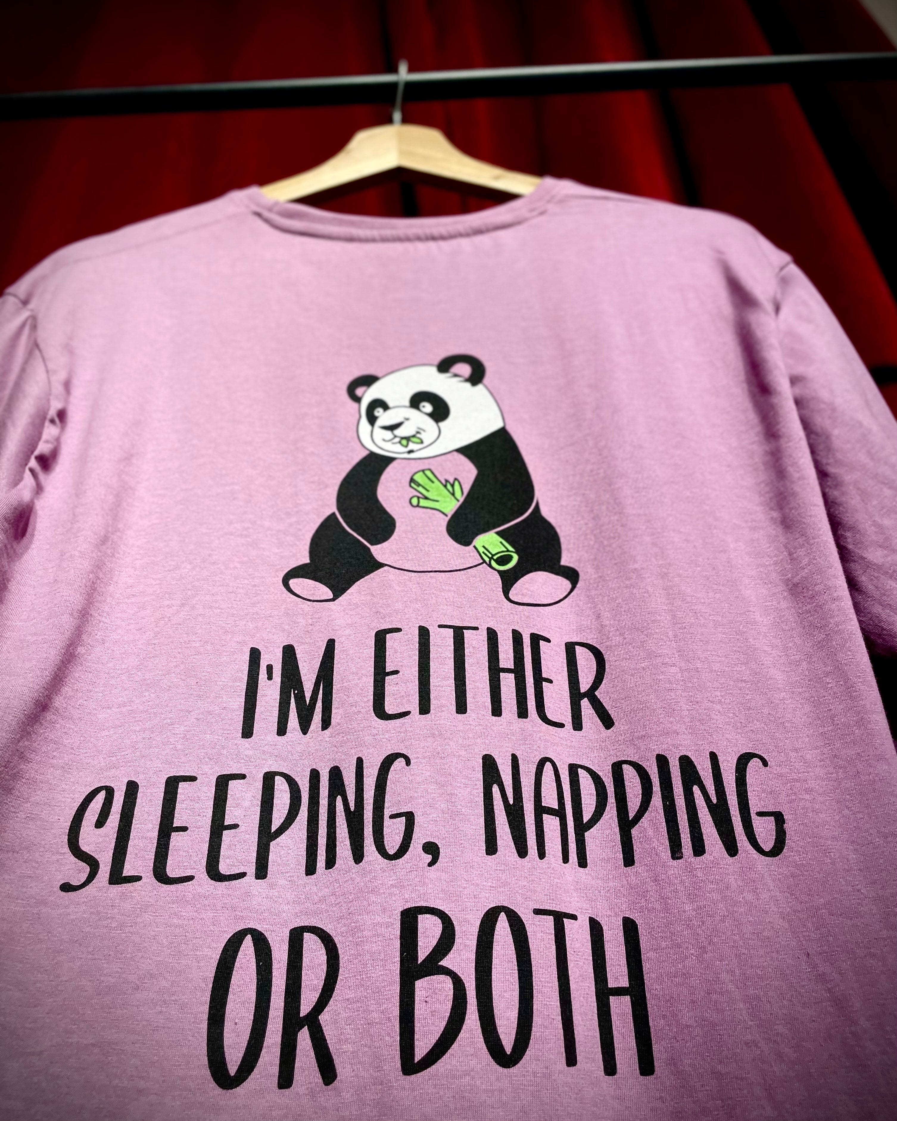 (Lilac) Sleeping Panda Front-Back Graphic Oversized Tee