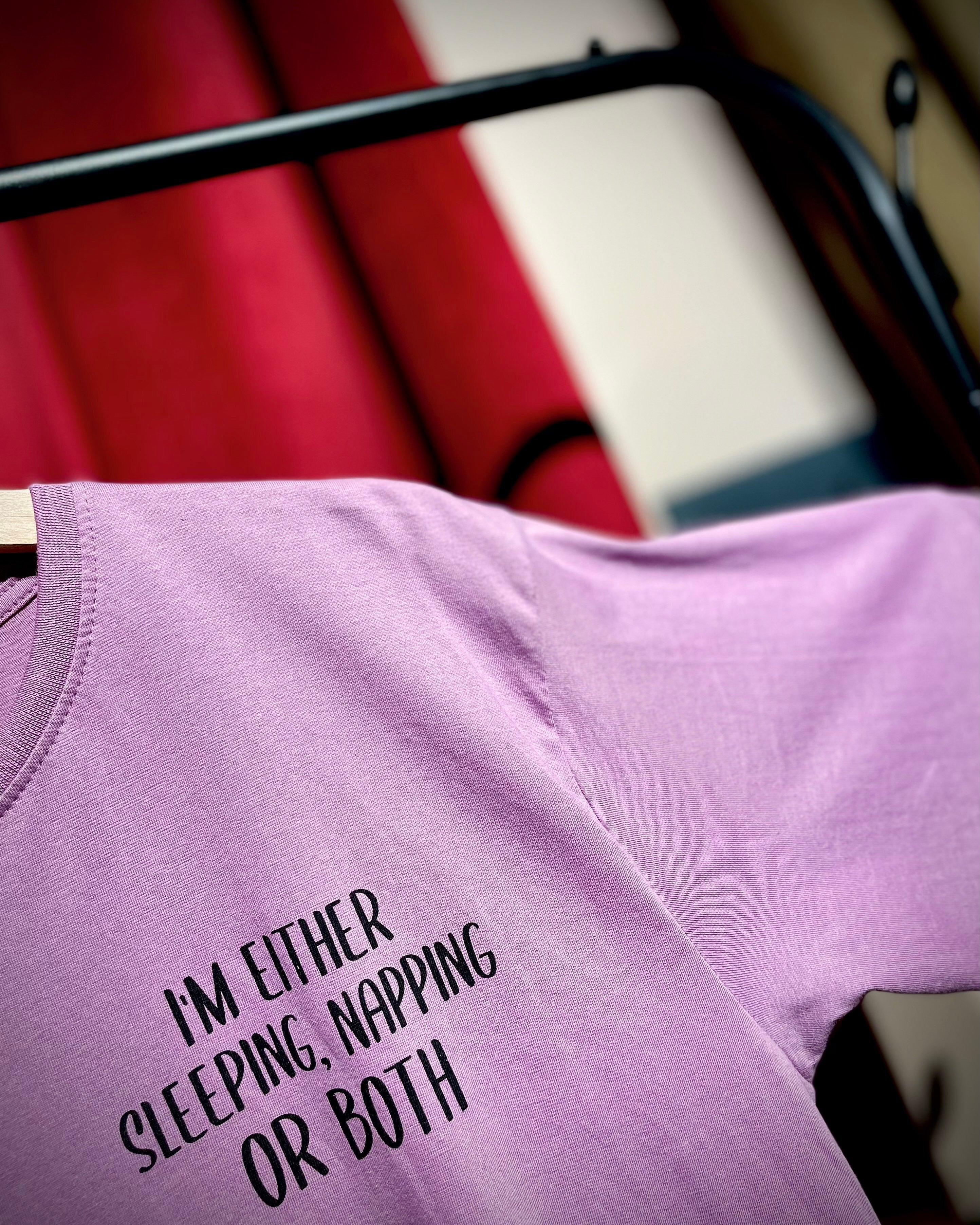 (Lilac) Sleeping Panda Front-Back Graphic Oversized Tee