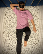 (Lilac) Sleeping Panda Front-Back Graphic Oversized Tee