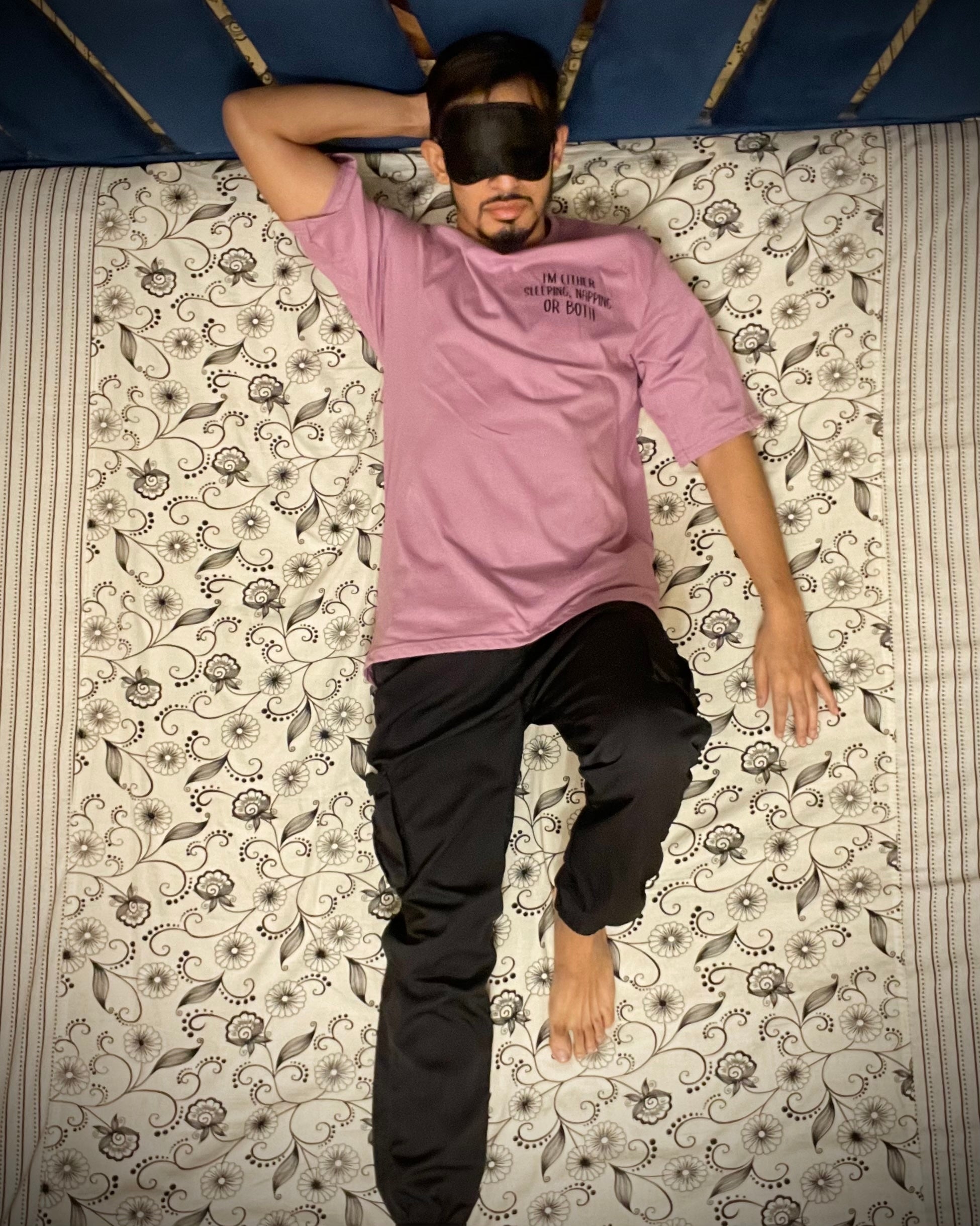 (Lilac) Sleeping Panda Front-Back Graphic Oversized Tee