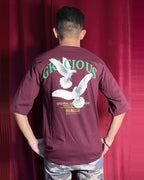 (Maroon) Freedom Bird Front-Back Graphic Oversized Tee