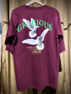 (Maroon) Freedom Bird Front-Back Graphic Oversized Tee