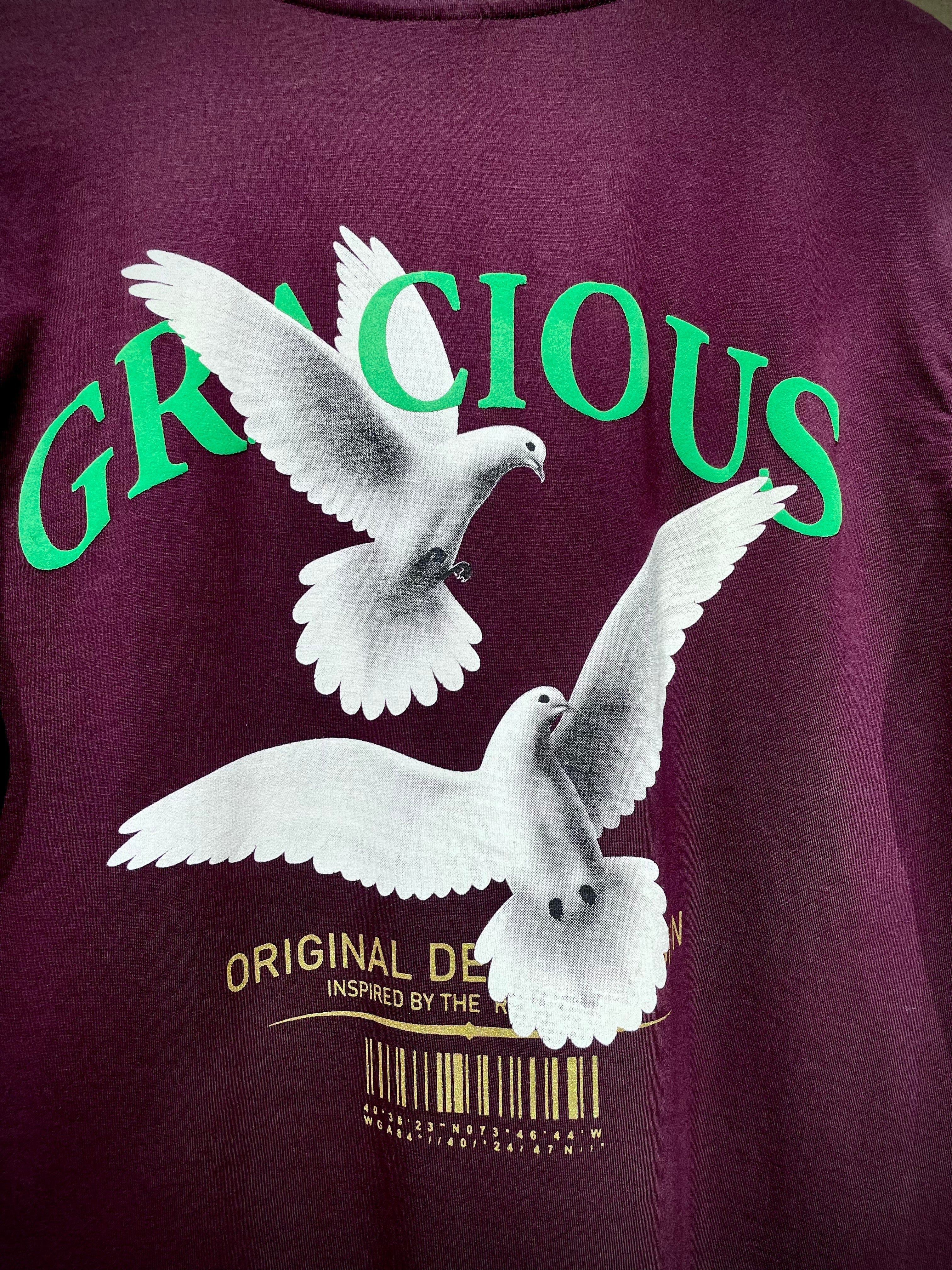 (Maroon) Freedom Bird Front-Back Graphic Oversized Tee