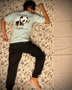 (Mint Green) Sleeping Panda Front-Back Graphic Oversized Tee