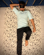 (Mint Green) Sleeping Panda Front-Back Graphic Oversized Tee