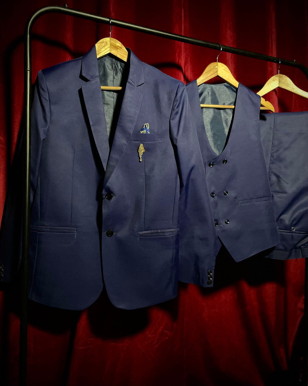 (Navy Blue) Solids 3-Piece Suit