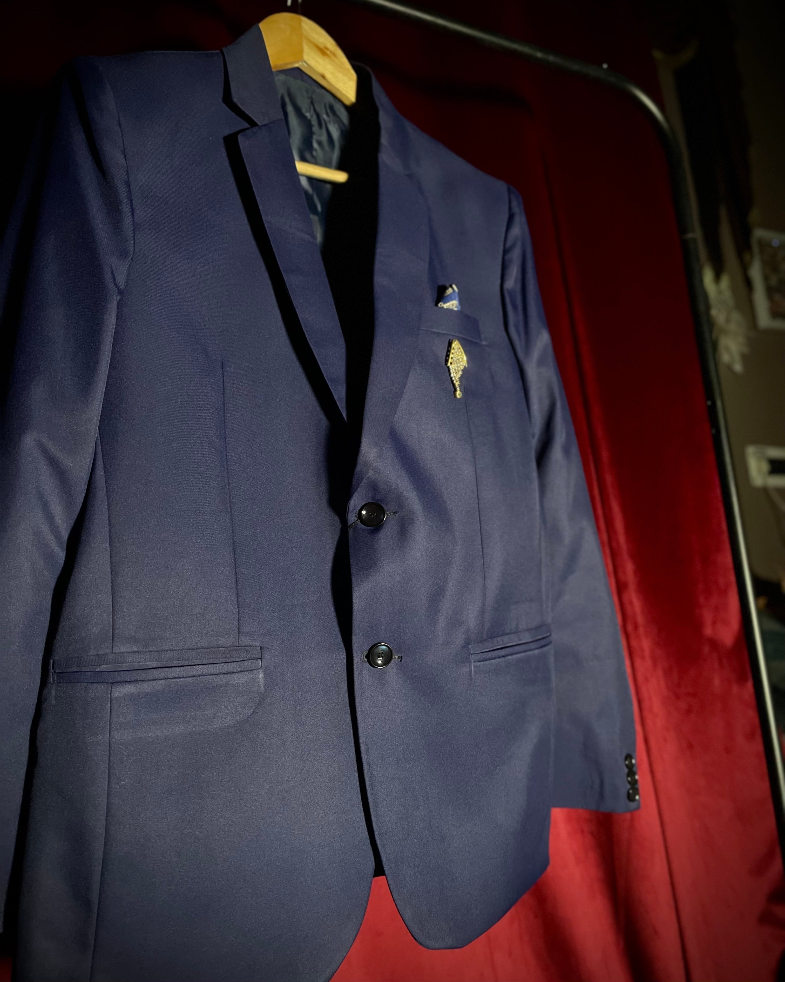 (Navy Blue) Solids 3-Piece Suit