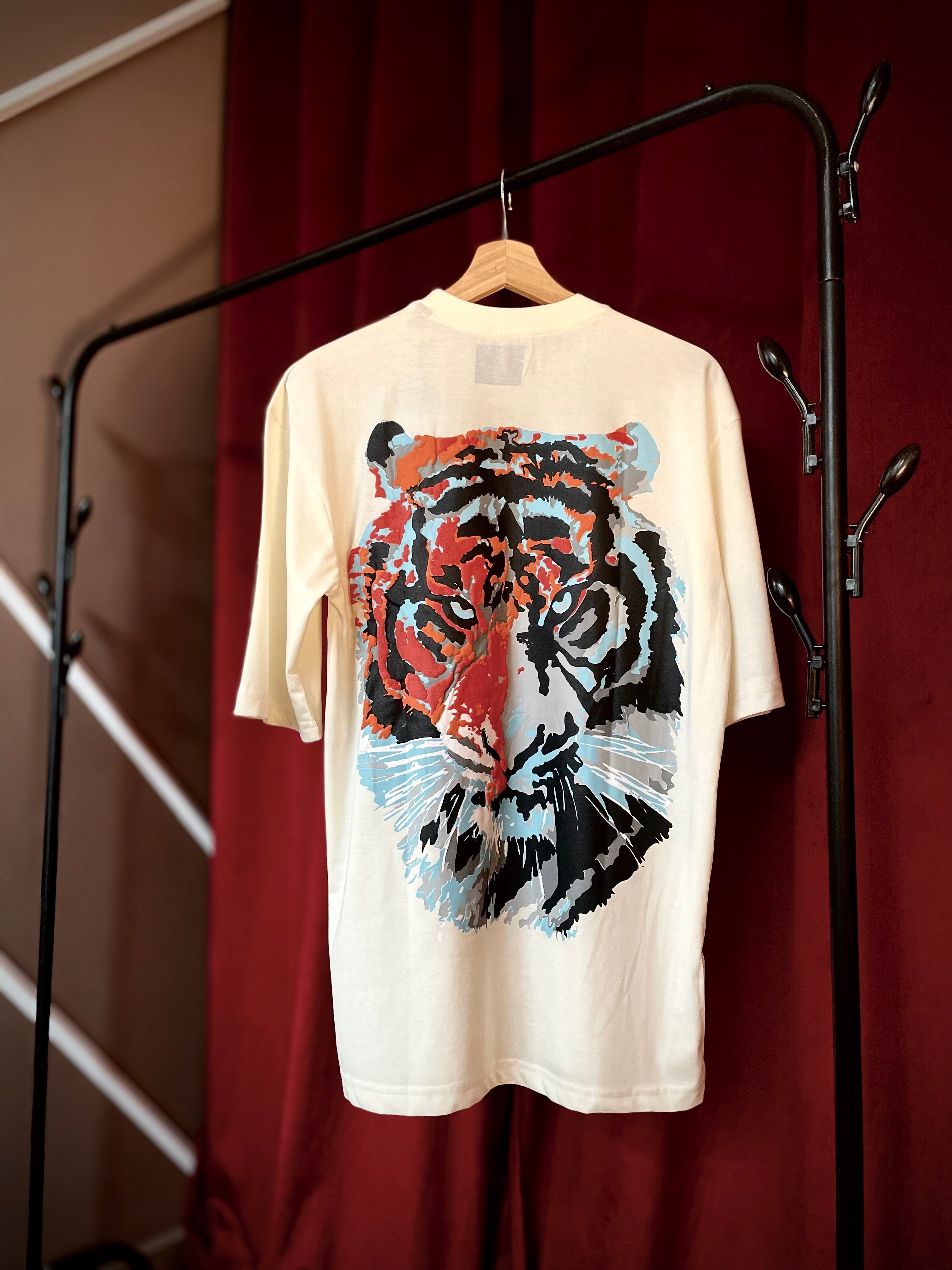 (Off-White) Tiger Graphic 3D Print Oversized Tee