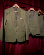 (Olive Green) Solids 3-Piece Suit