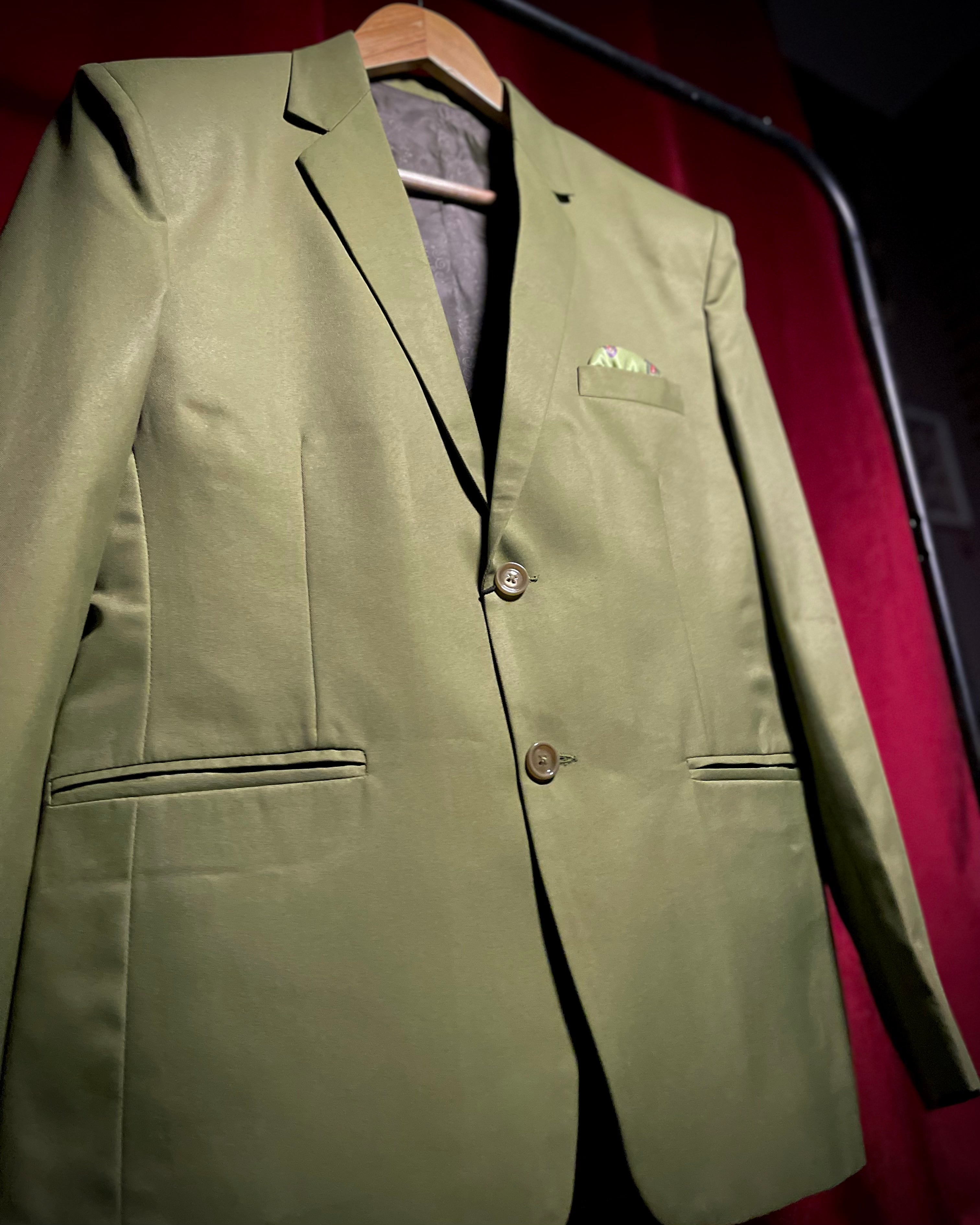 (Olive Green) Solids 3-Piece Suit