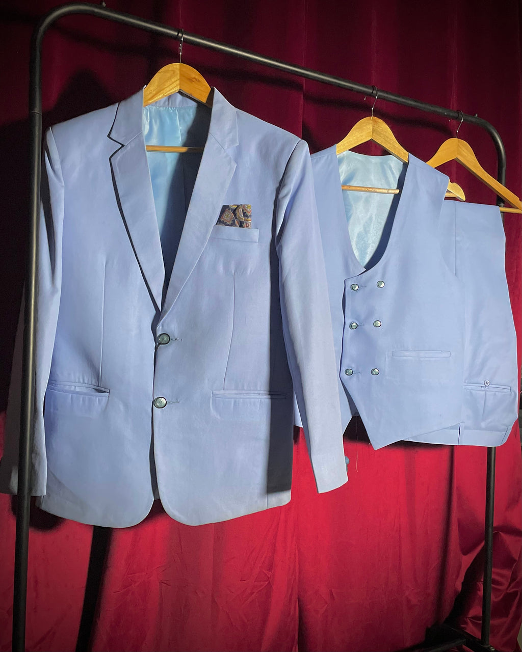 (Pastel Blue) Solids 3-Piece Suit