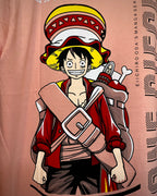 (Peach) Anime Front-Back Graphic Oversized Tee