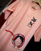 (Peach) Anime Front-Back Graphic Oversized Tee