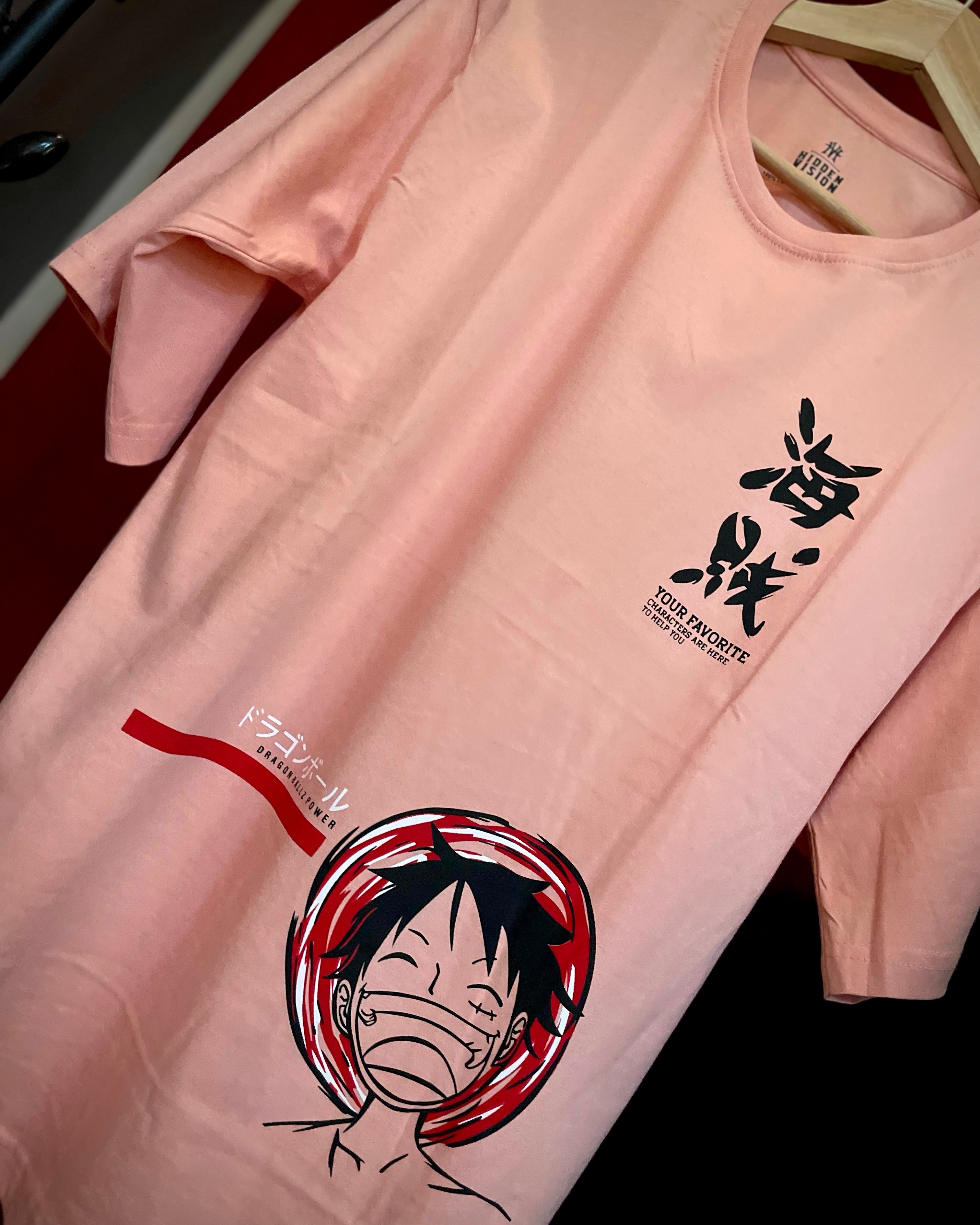 (Peach) Anime Front-Back Graphic Oversized Tee