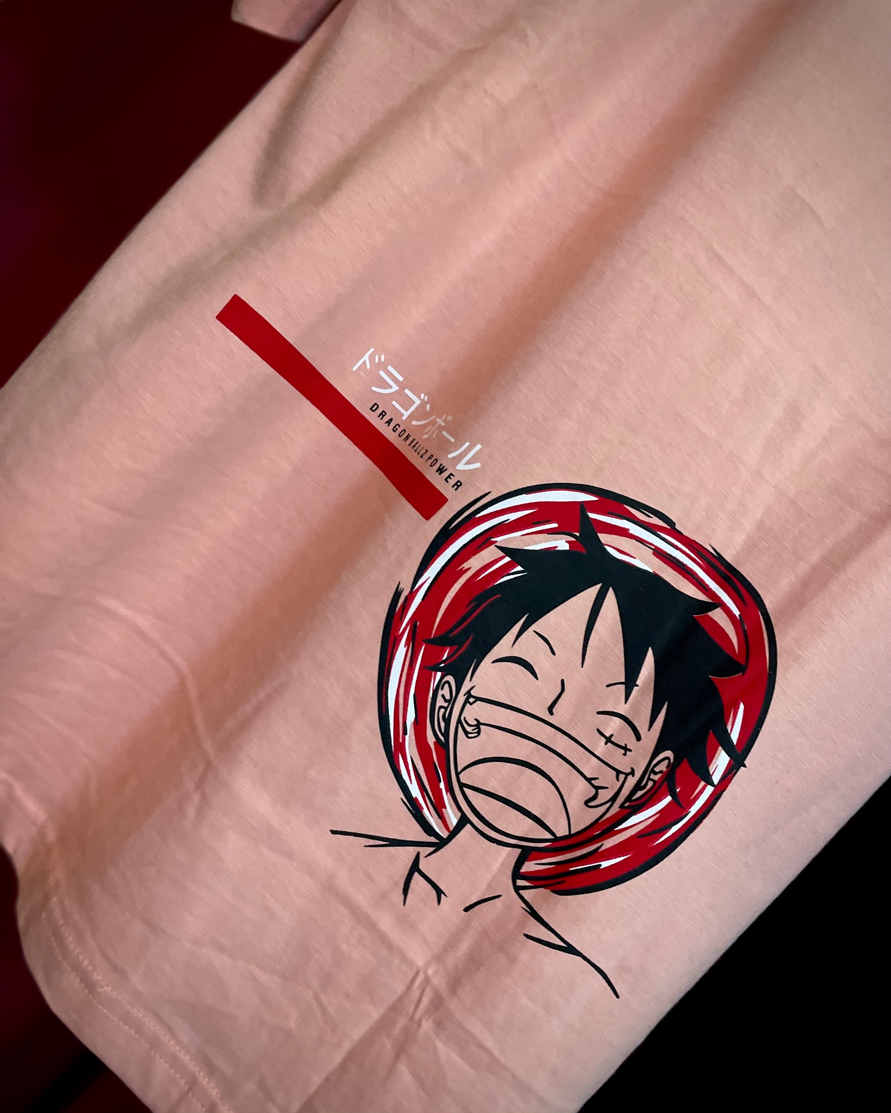 (Peach) Anime Front-Back Graphic Oversized Tee