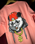 (Pink) Swagger Panda Avtar Front-Back Graphic Oversized Tee
