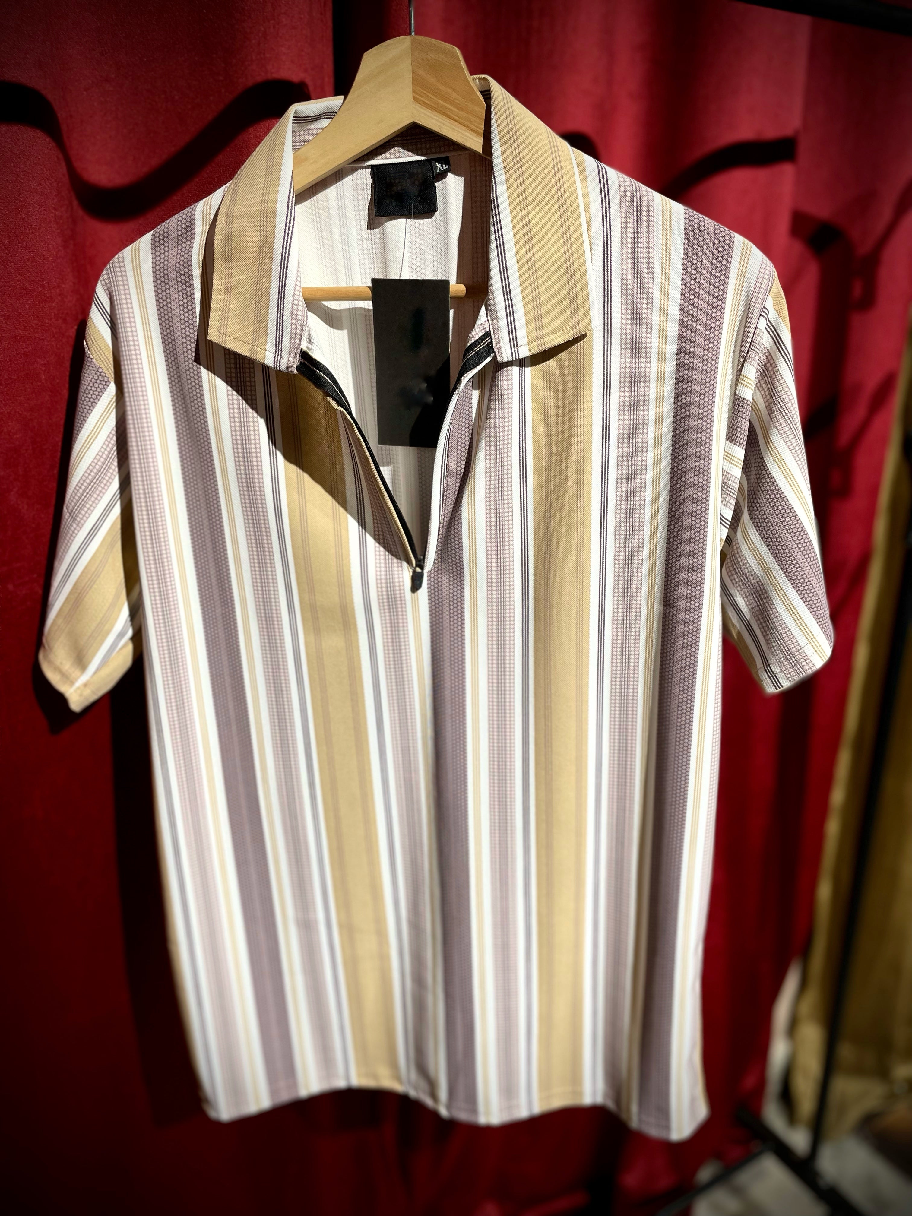 (Purple-White) Zipper Tee