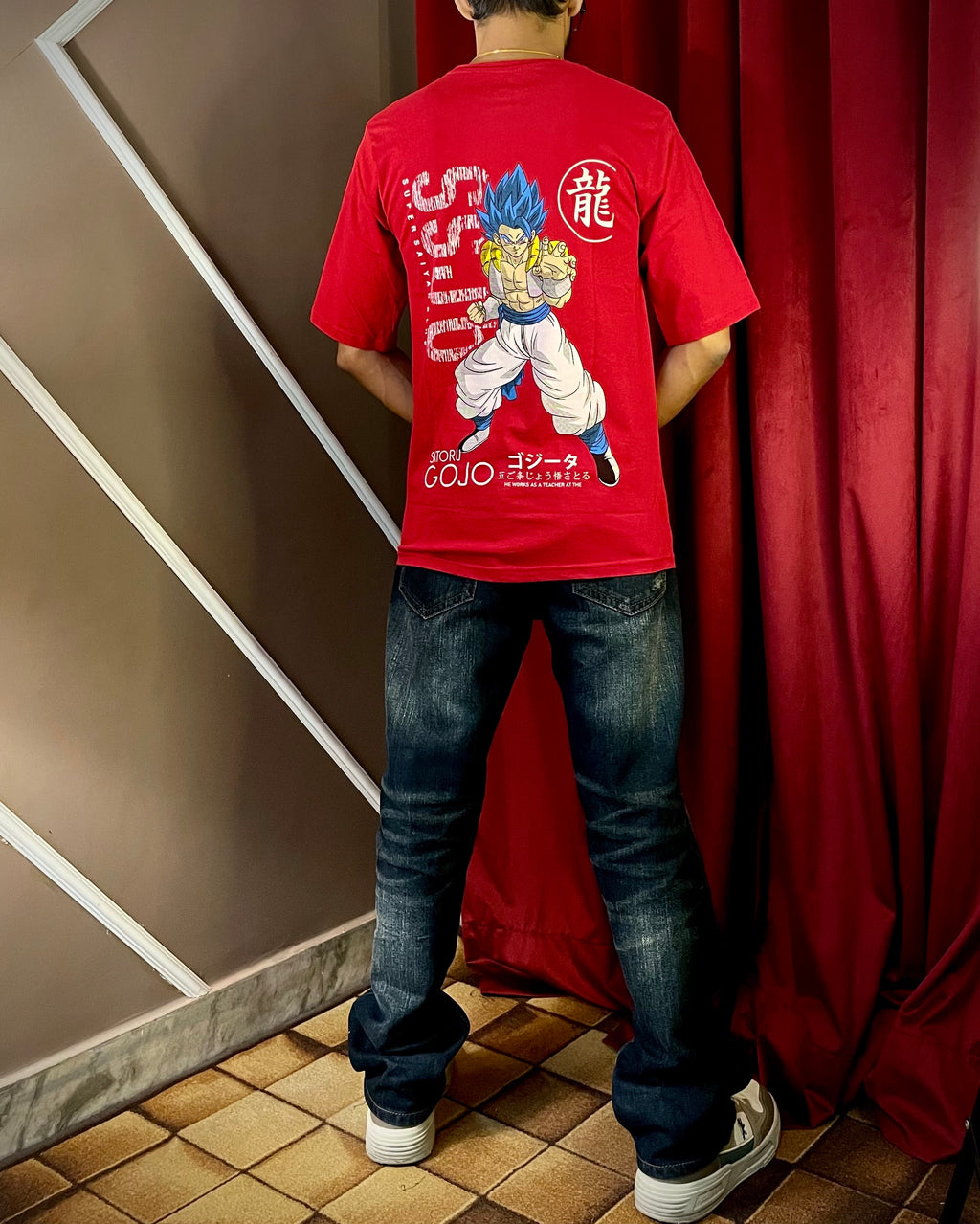(Red) Anime Front-Back Graphic Oversized Tee